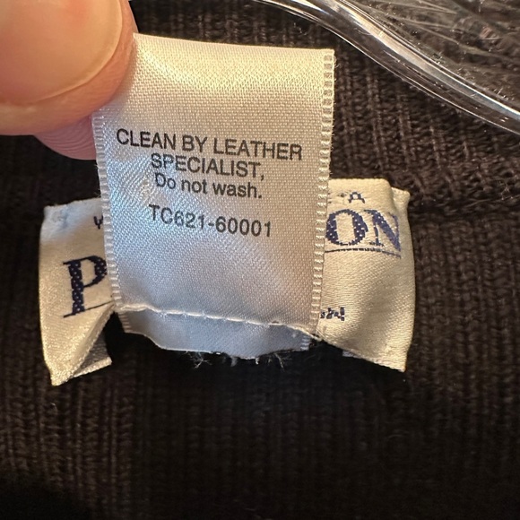 Vintage Pendleton Women’s Size M Leather Merino Wool Knit Jacket Black Zip Front - Picture 5 of 10